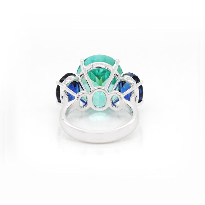 rg-25004-16.12  3.90  3.53 cts Paraiba with Oval Blue Sapphire Ring