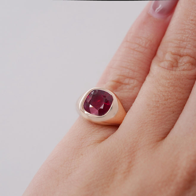 rr-25007-2.018 cts Cushion Ruby Ring
