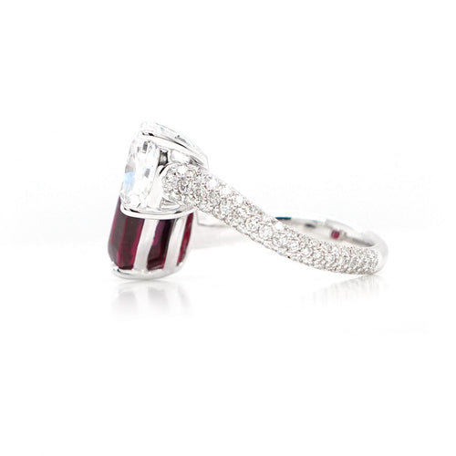 rr-25015-4.04  2.25 cts Cushion Ruby with Diamond Ring