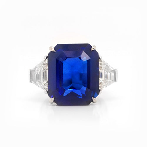 rs-25012-18.60 cts Blue Octagon Sapphire with Diamond Ring ( ENQUIRE)