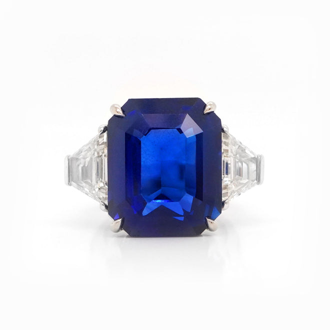 rs-25012-18.60 cts Blue Octagon Sapphire with Diamond Ring ( ENQUIRE)