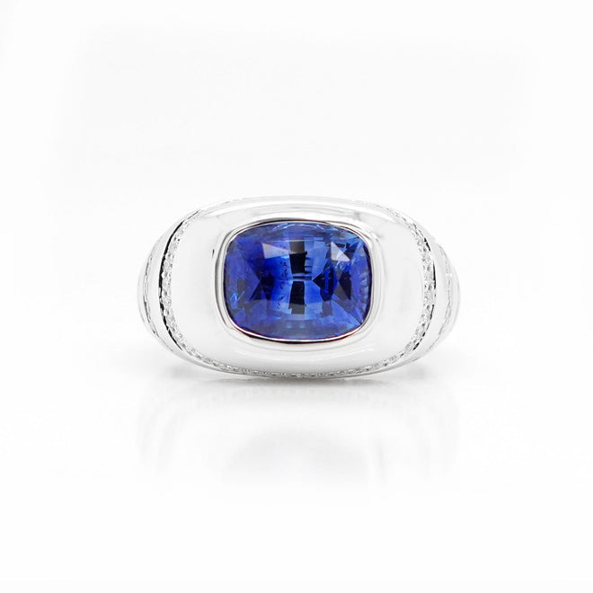 rs-25013-2.859 cts Blue Cushion Sapphire Ring