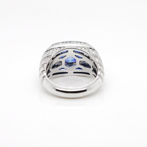 rs-25013-2.859 cts Blue Cushion Sapphire Ring