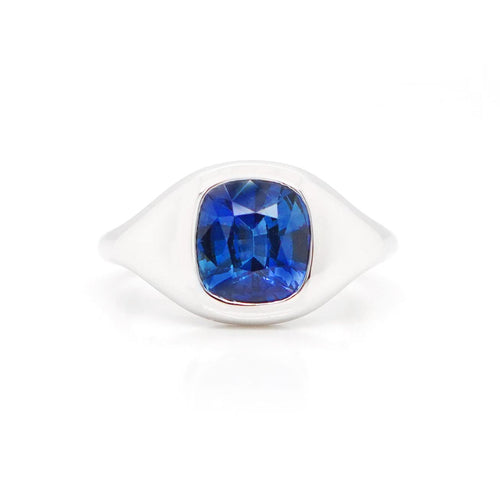 rs-25014-1.92 cts Blue Cushion Sapphire Pinky Ring