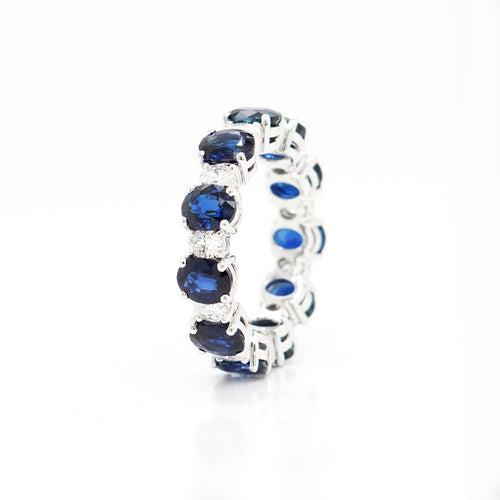 6.05 cts Oval Blue Sapphire with Diamond Eternity Ring
